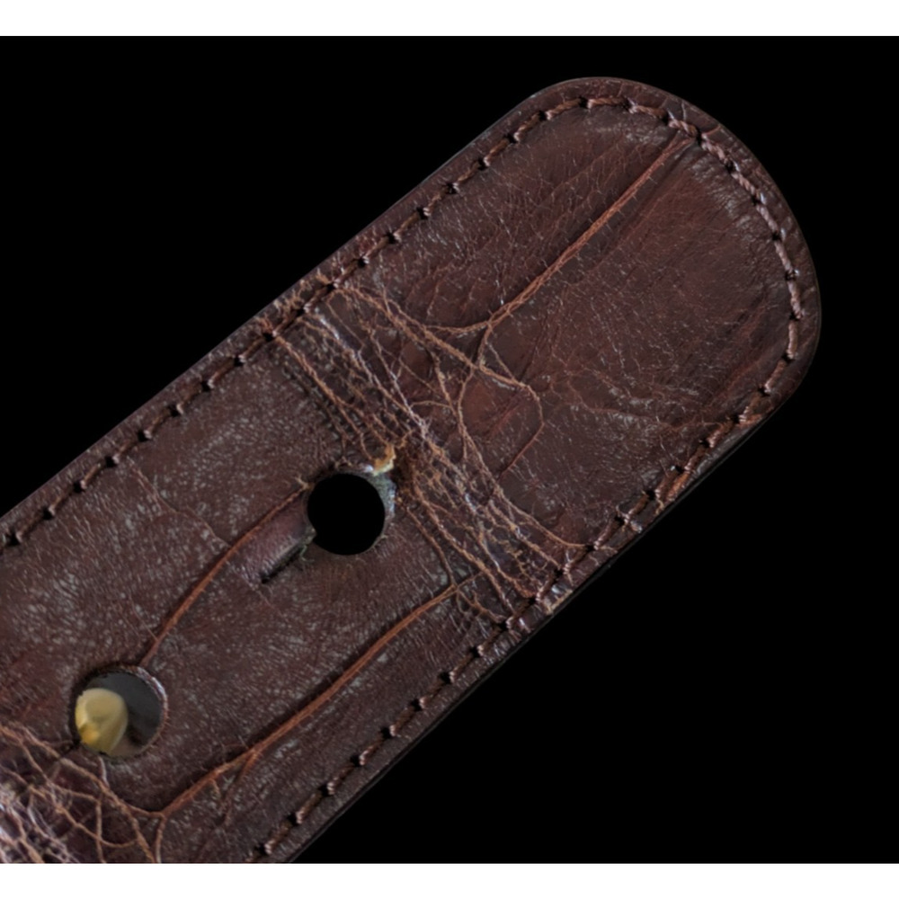 Vintage Donna Karan Geniune Alligator Brown Canvas Waist Belt Petite Small Italy - Picture 12 of 13